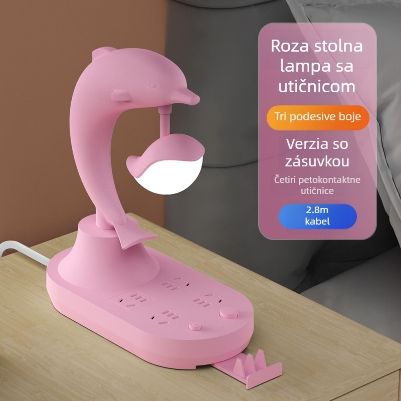 Višenamjenska stolna lampica za spavaću sobu s ambijentalnim osvjetljenjem, noćni ormarić, LED s podesivom jačinom, USB priključkom za punjenje, pogodna za studentske domove