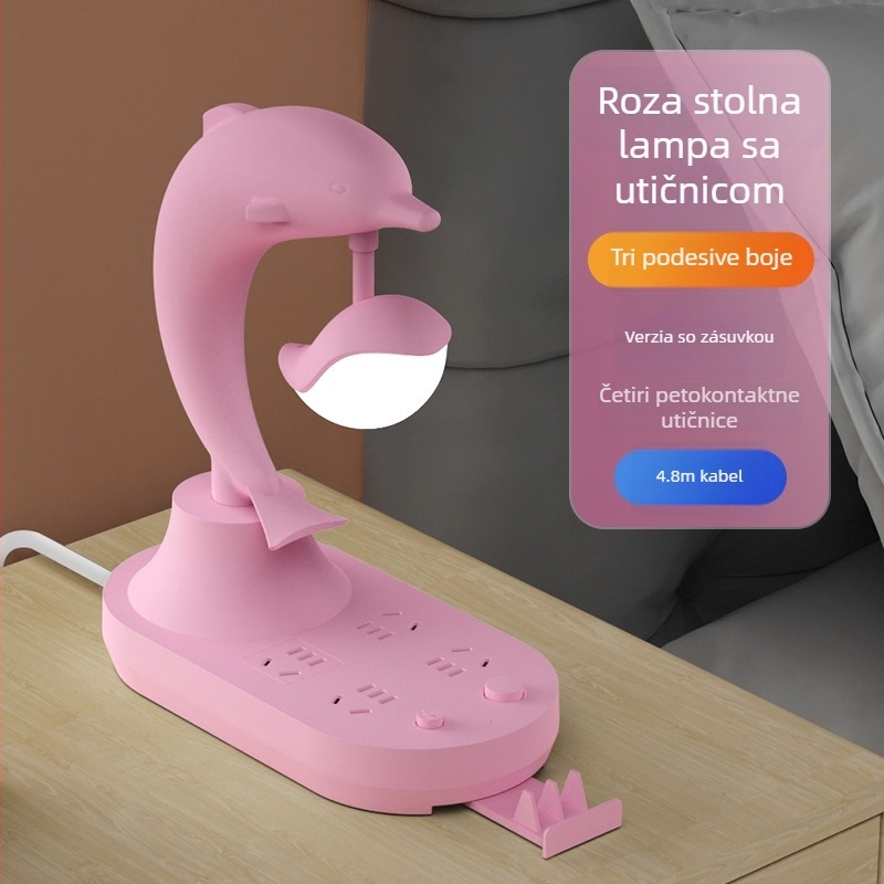 Višenamjenska stolna lampica za spavaću sobu s ambijentalnim osvjetljenjem, noćni ormarić, LED s podesivom jačinom, USB priključkom za punjenje, pogodna za studentske domove