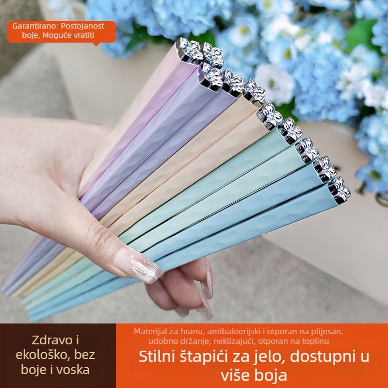 Višestruke luksuzne štapiće za kućnu upotrebu, protivklizne, otporne na plijesni, po jedan par po osobi, sterilizabilne, obiteljsko blagovanje, visoko kvalitetni legirani materijal, elegantan dizajn