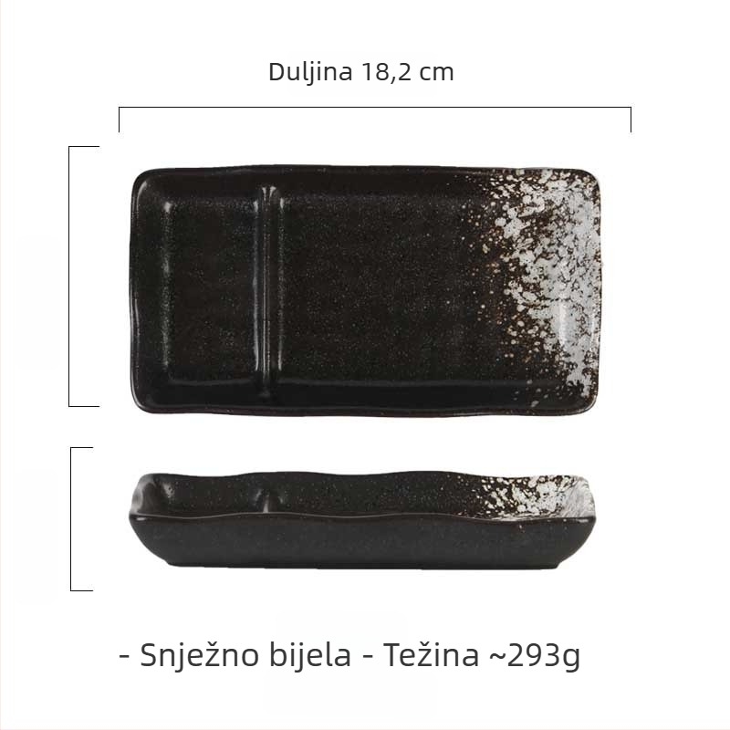 Porcelanska posuda s dva odjeljka tanjura i posudicom za umak, japanskog stila, za torte, sushi, deserte i grickice.