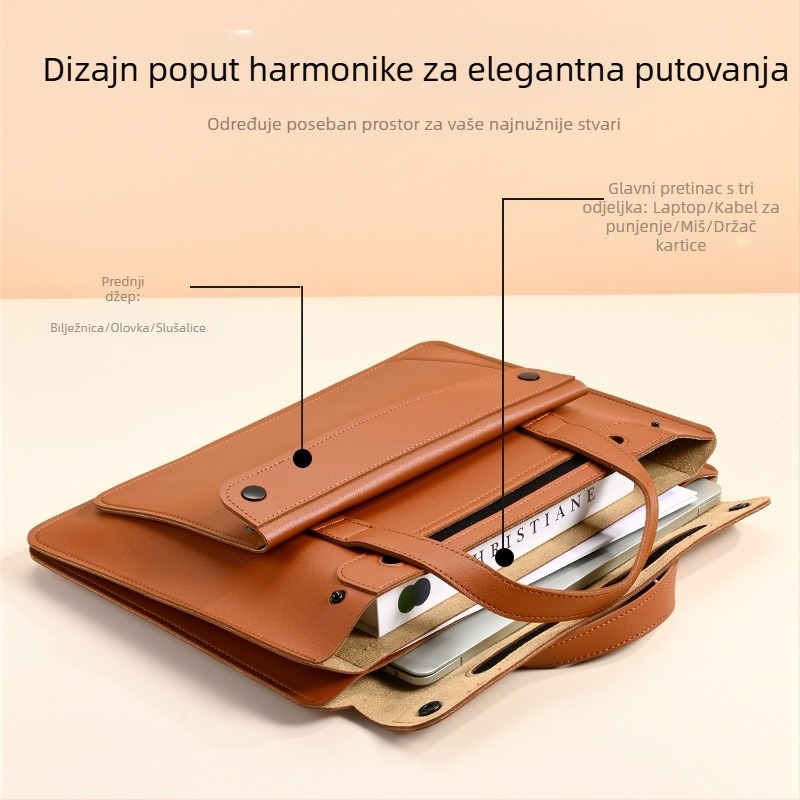 Lagano luksuzno torba za prijenosno računalo u akordeonskom stilu, velika kapaciteta, mnoge pregrade za uredno pohranjivanje, pogodna za svakodnevno putovanje i poslovnu upotrebu, za laptop i tablet.