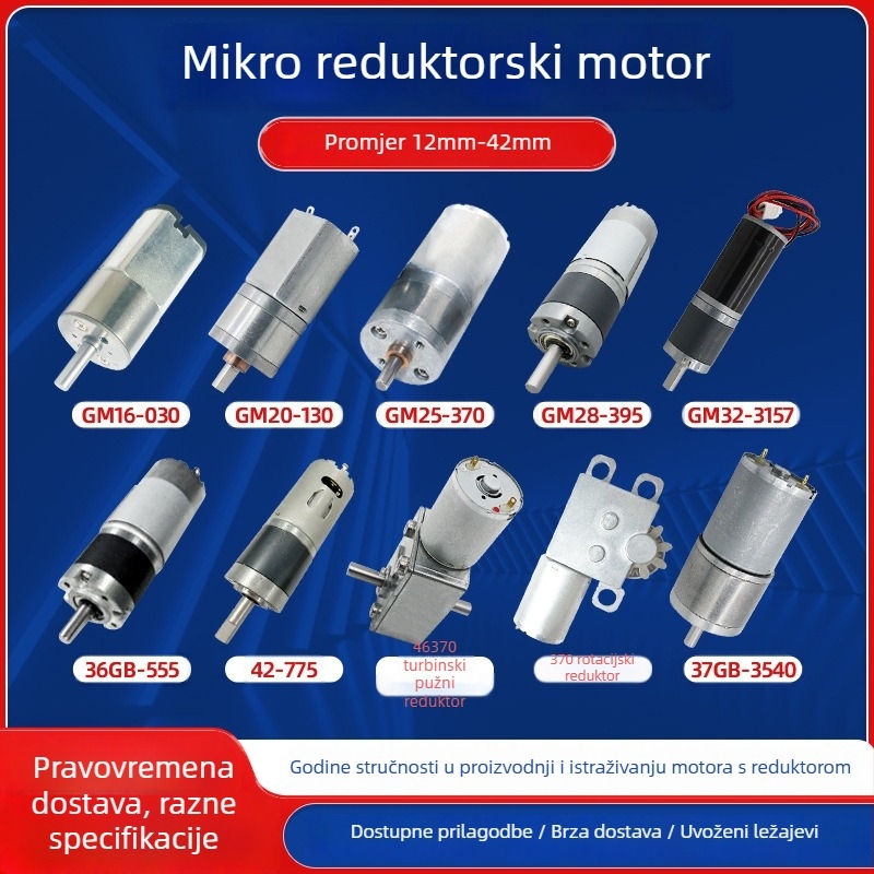 Mali četkasti DC motor s metalnim zupčanicima, visok moment pri velikom opterećenju