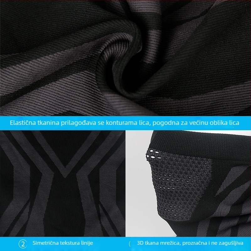 Nylon pleteni balaclava za biciklizam za jesen i zimu, prozračna, bezšivni vrat, za sve sezone.