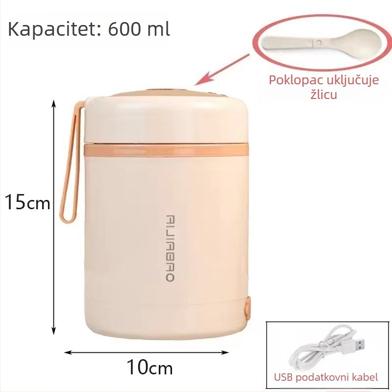 304 nehrđajući čelik: prijenosni lončić za juhu s USB grijanjem, pogodan za automobil, održava temperaturu, za zaposlenike i studente.