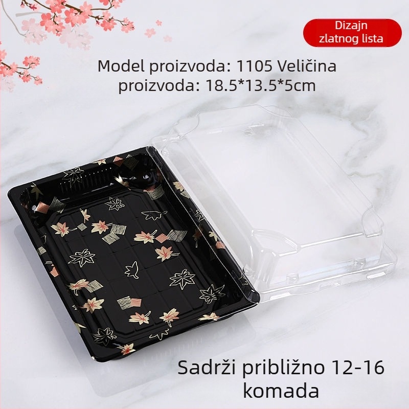 Jednokratna pravokutna plastična kutija za sushi za dostavu, japanski sashimi losos, stil gunkan