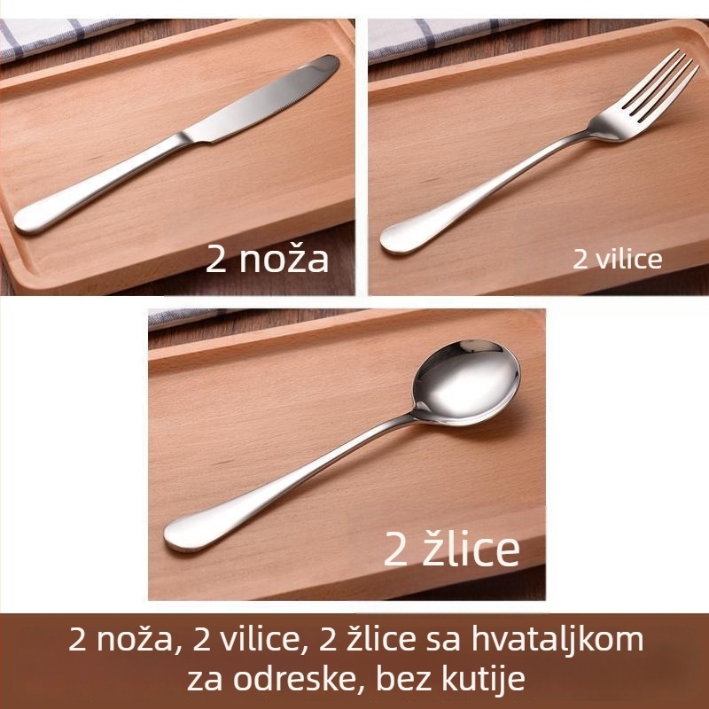 Set pribora od nehrđajućeg čelika u europskom stilu, 24 komada, poklon kutija, uključuje nože za steak, vilice i žlice