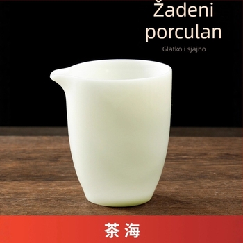 Gongfu čajni set od porculana s trodijelnim poklopom i zdjelom, ledeno bijela