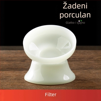 Gongfu čajni set od porculana s trodijelnim poklopom i zdjelom, ledeno bijela