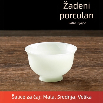 Gongfu čajni set od porculana s trodijelnim poklopom i zdjelom, ledeno bijela