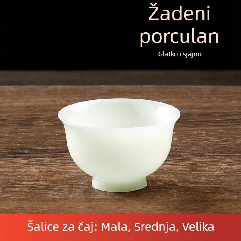Gongfu čajni set od porculana s trodijelnim poklopom i zdjelom, ledeno bijela