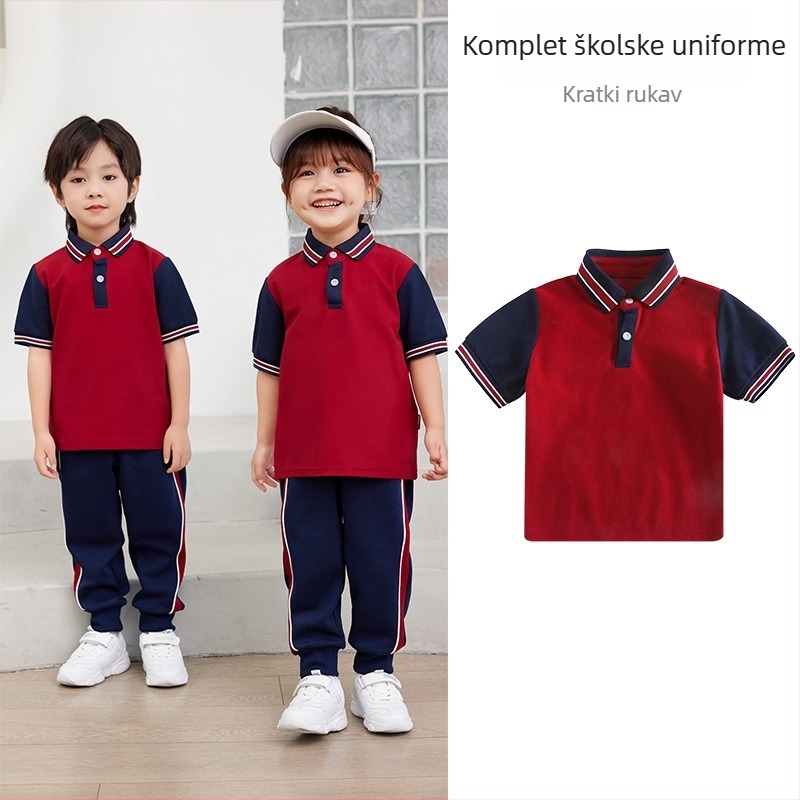 Dječji ljetni školski komplet - kratka majica i hlače, sportski stil, 95% pamuka, za djecu 3–8 godina (100–140 cm)