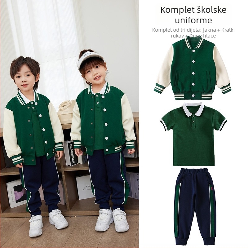 Dječji ljetni školski komplet - kratka majica i hlače, sportski stil, 95% pamuka, za djecu 3–8 godina (100–140 cm)