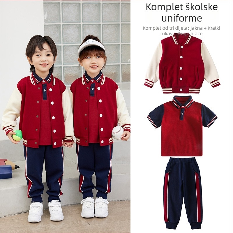 Dječji ljetni školski komplet - kratka majica i hlače, sportski stil, 95% pamuka, za djecu 3–8 godina (100–140 cm)