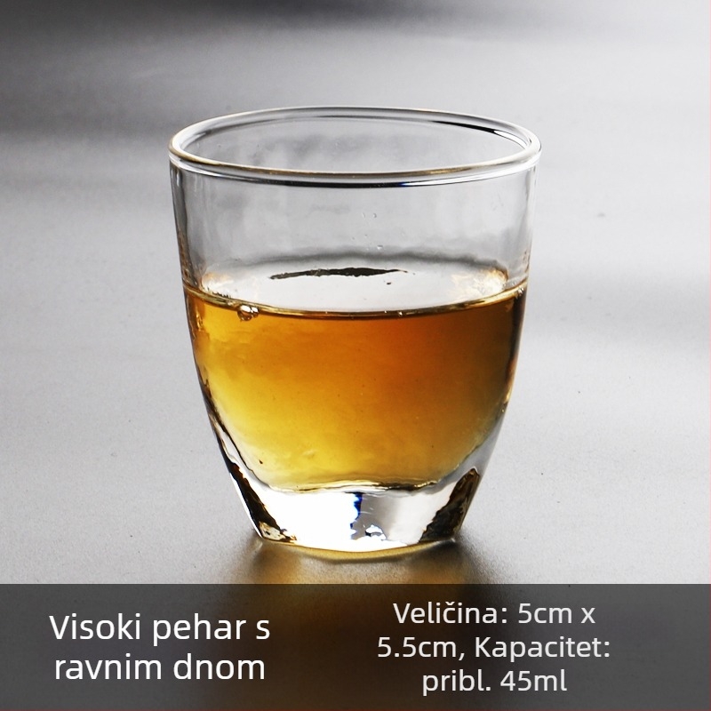 Staklena šalica za čaj u japanskom stilu, otporna na visoke temperature, debelo staklo, mala čaša za čaj ili vino