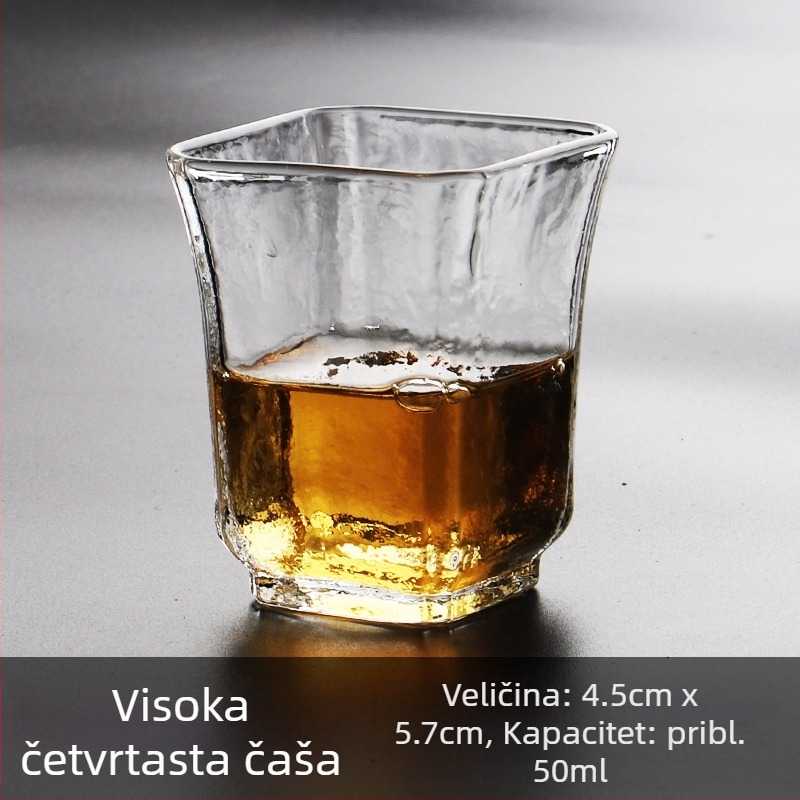 Staklena šalica za čaj u japanskom stilu, otporna na visoke temperature, debelo staklo, mala čaša za čaj ili vino