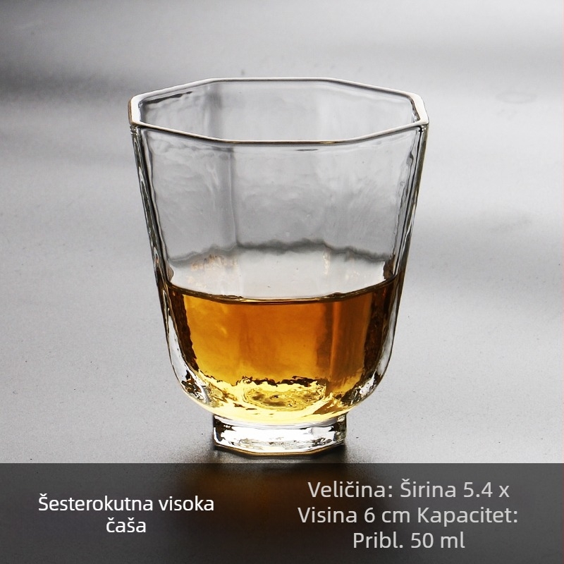 Staklena šalica za čaj u japanskom stilu, otporna na visoke temperature, debelo staklo, mala čaša za čaj ili vino