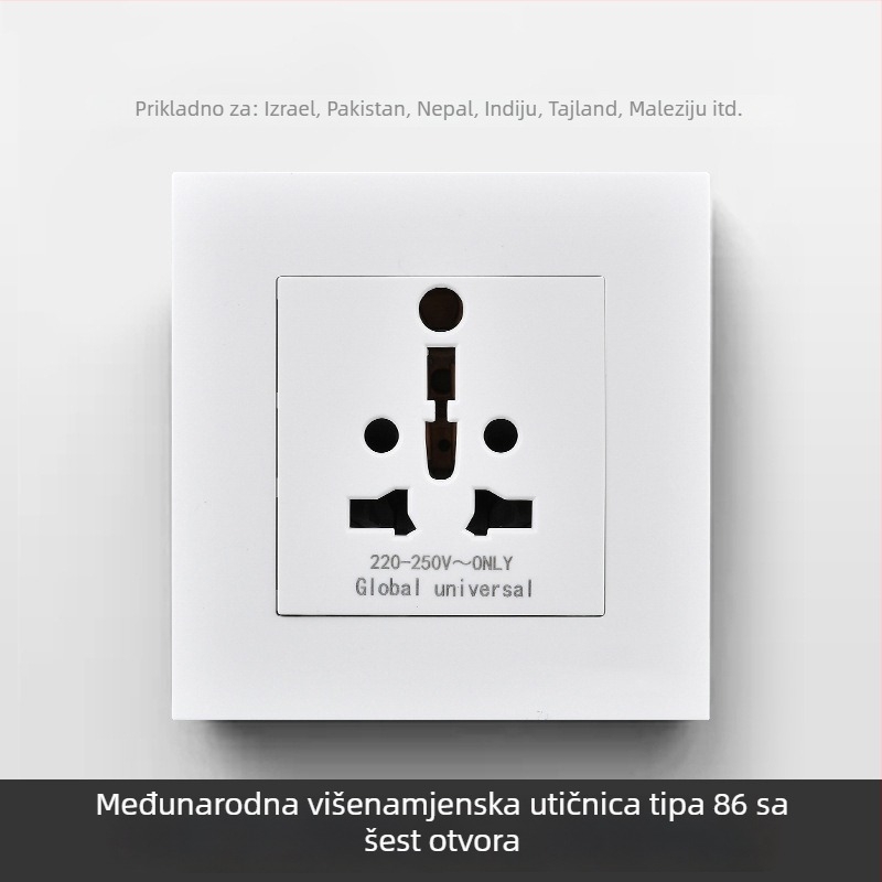 Međunarodni panel utičnica sa šest otvora, tip 86 i tip 142, prekidač utičnica