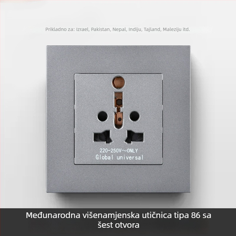 Međunarodni panel utičnica sa šest otvora, tip 86 i tip 142, prekidač utičnica