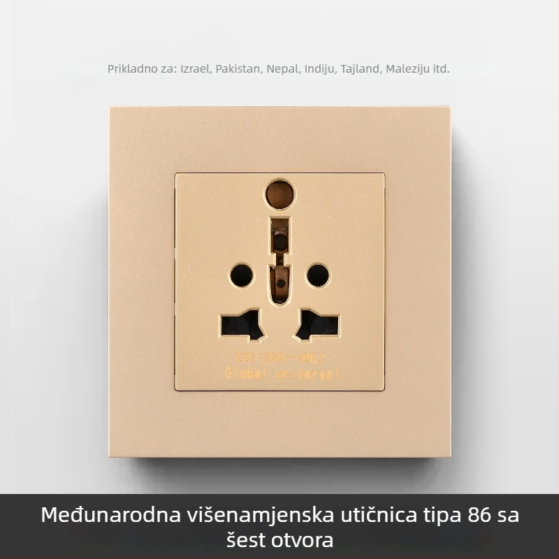Međunarodni panel utičnica sa šest otvora, tip 86 i tip 142, prekidač utičnica