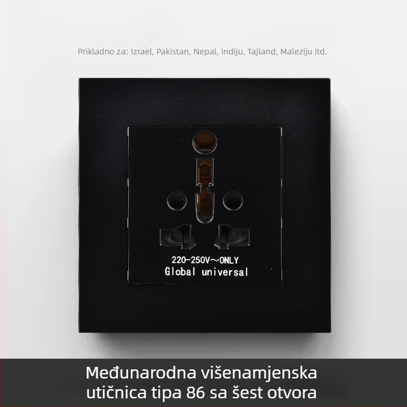 Međunarodni panel utičnica sa šest otvora, tip 86 i tip 142, prekidač utičnica
