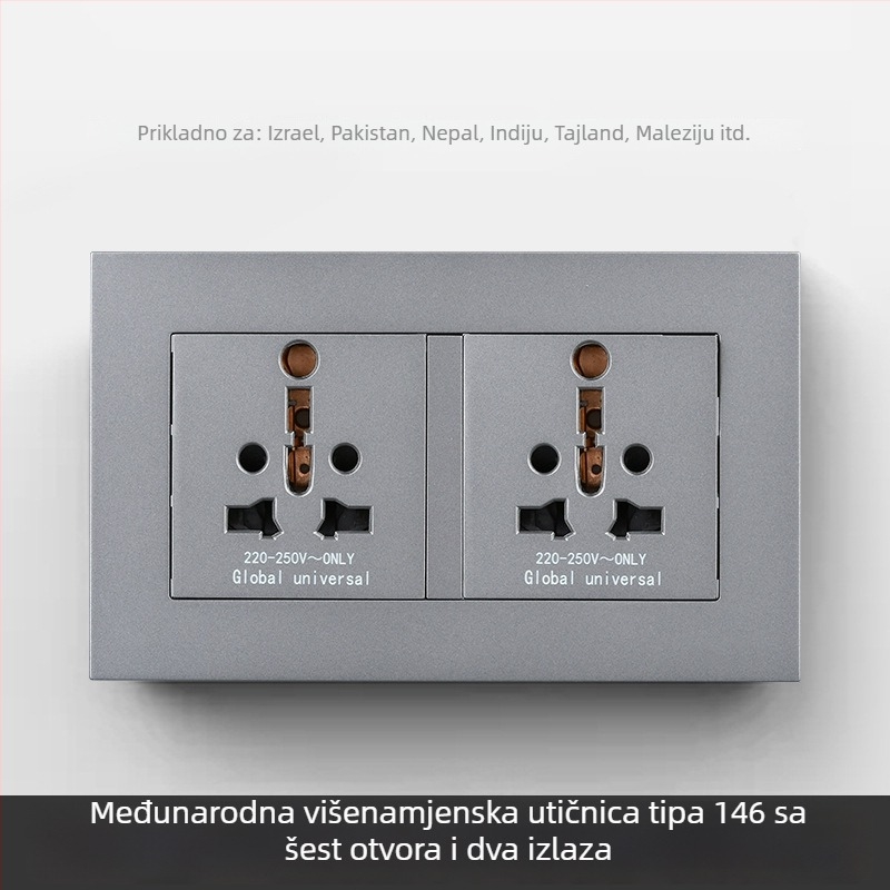 Međunarodni panel utičnica sa šest otvora, tip 86 i tip 142, prekidač utičnica