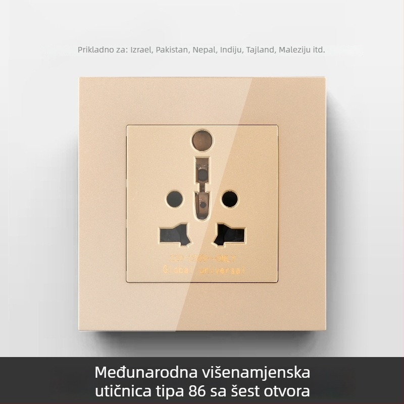 Međunarodni panel utičnica sa šest otvora, tip 86 i tip 142, prekidač utičnica