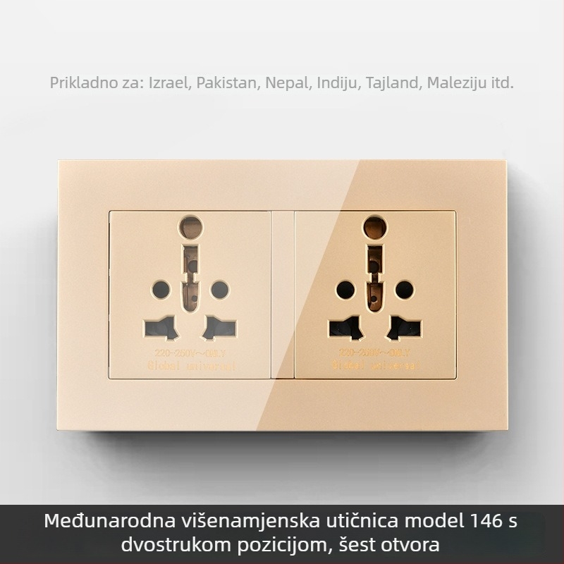 Međunarodni panel utičnica sa šest otvora, tip 86 i tip 142, prekidač utičnica
