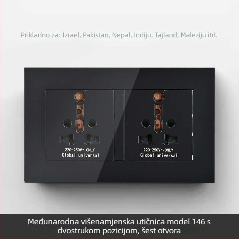 Međunarodni panel utičnica sa šest otvora, tip 86 i tip 142, prekidač utičnica