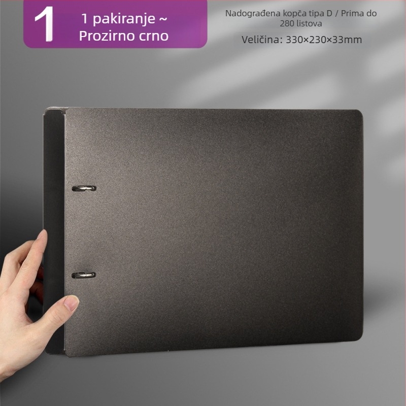 D-tip registrator s dvije rupe, vodoravno kućište, veliki kapacitet za dokumente, A4, PP materijal