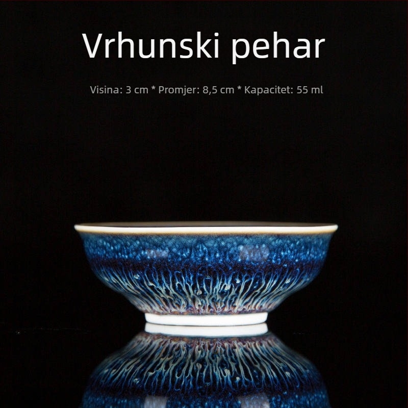 Porcelanska čajna šalica s Tenmoku glazom, jedna šalica, pečena u peći, kineski stil, ručna izrada, glazura Rabbit Hair