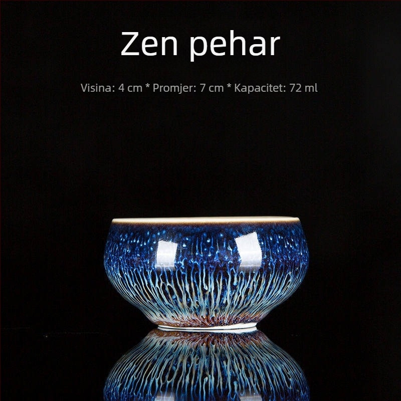 Porcelanska čajna šalica s Tenmoku glazom, jedna šalica, pečena u peći, kineski stil, ručna izrada, glazura Rabbit Hair