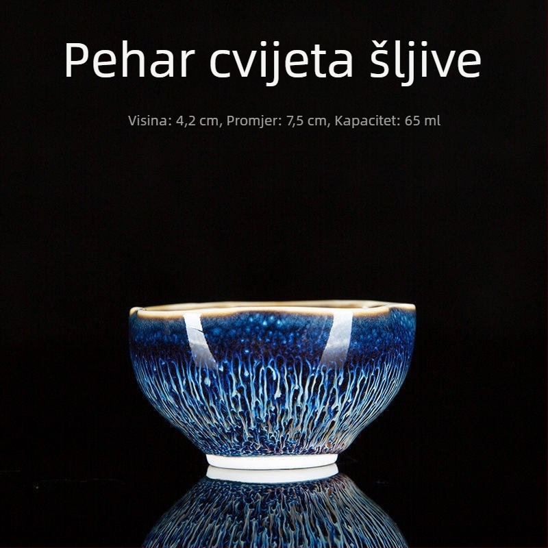 Porcelanska čajna šalica s Tenmoku glazom, jedna šalica, pečena u peći, kineski stil, ručna izrada, glazura Rabbit Hair