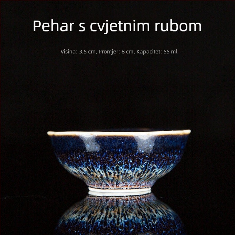Porcelanska čajna šalica s Tenmoku glazom, jedna šalica, pečena u peći, kineski stil, ručna izrada, glazura Rabbit Hair