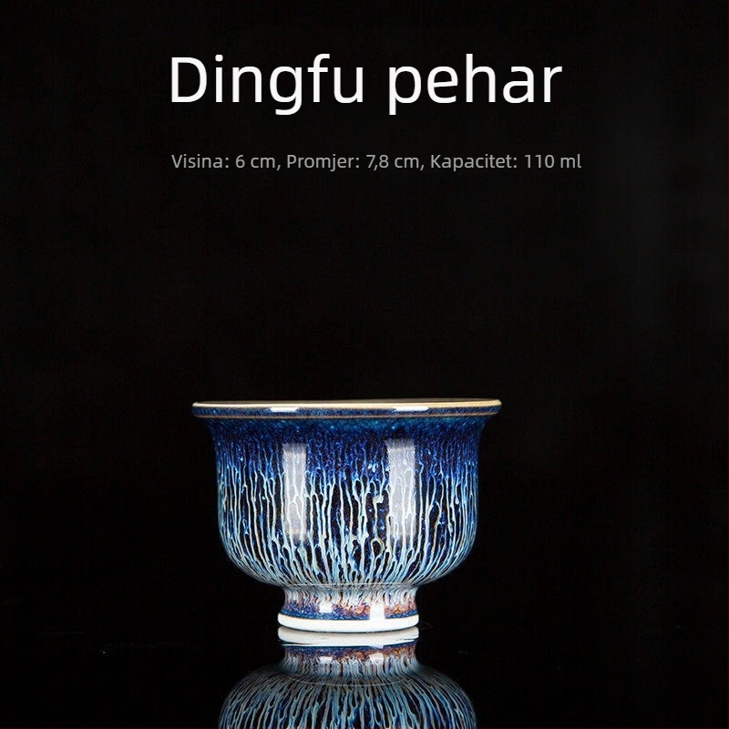 Porcelanska čajna šalica s Tenmoku glazom, jedna šalica, pečena u peći, kineski stil, ručna izrada, glazura Rabbit Hair