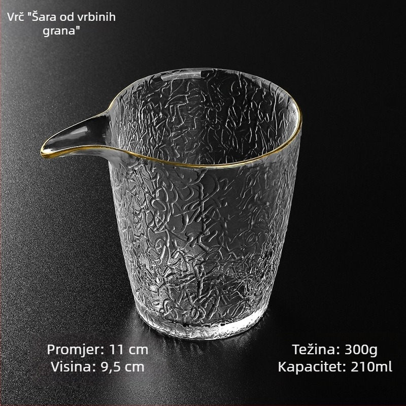 Staklena Gongfu šalica za čaj, debelo staklo, velika kapacitet, prozirni kristalni čajni set, promjer 8 cm, rub s konturom