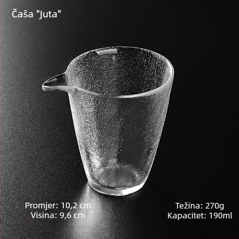 Staklena Gongfu šalica za čaj, debelo staklo, velika kapacitet, prozirni kristalni čajni set, promjer 8 cm, rub s konturom