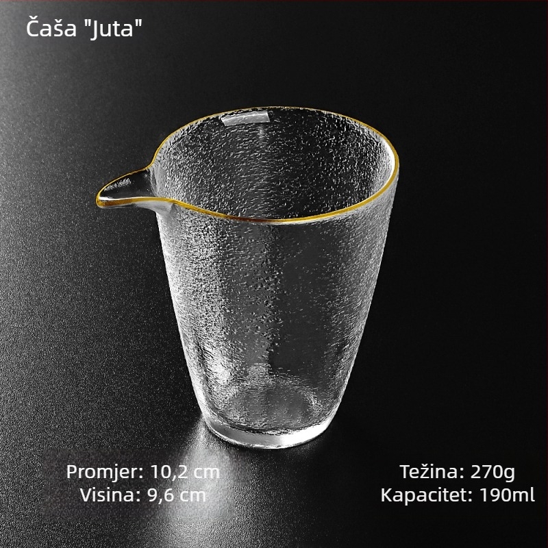 Staklena Gongfu šalica za čaj, debelo staklo, velika kapacitet, prozirni kristalni čajni set, promjer 8 cm, rub s konturom
