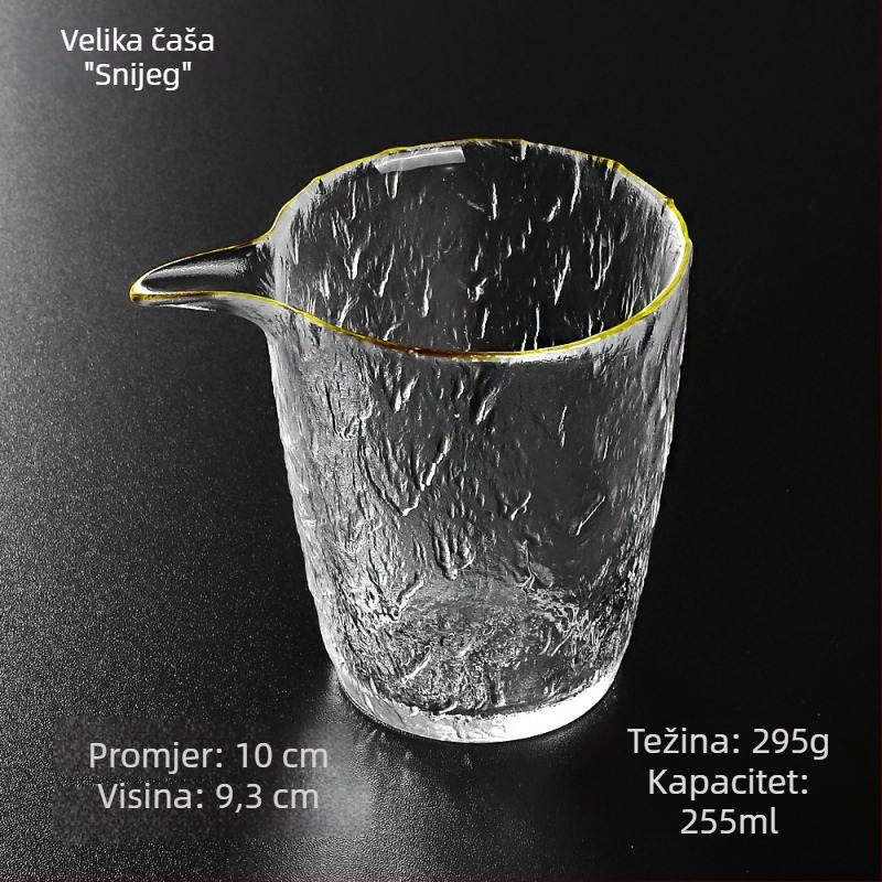 Staklena Gongfu šalica za čaj, debelo staklo, velika kapacitet, prozirni kristalni čajni set, promjer 8 cm, rub s konturom