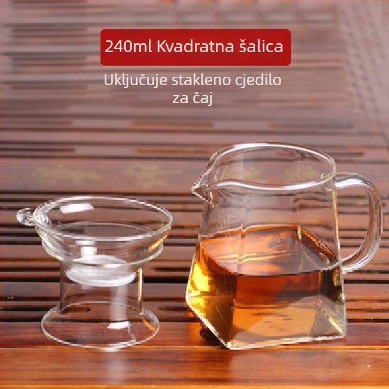 Gongfu set čaja od debelog borosilikatnog stakla otpornog na toplinu, s čašicom za ravnomjerno prelijevanje i čajnikom, velikog kapaciteta