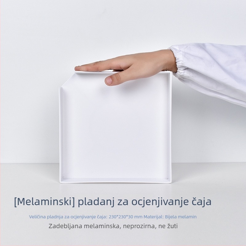 Set za kušanje čaja s drvenom probnom tacom i emajliranim tanjurićem