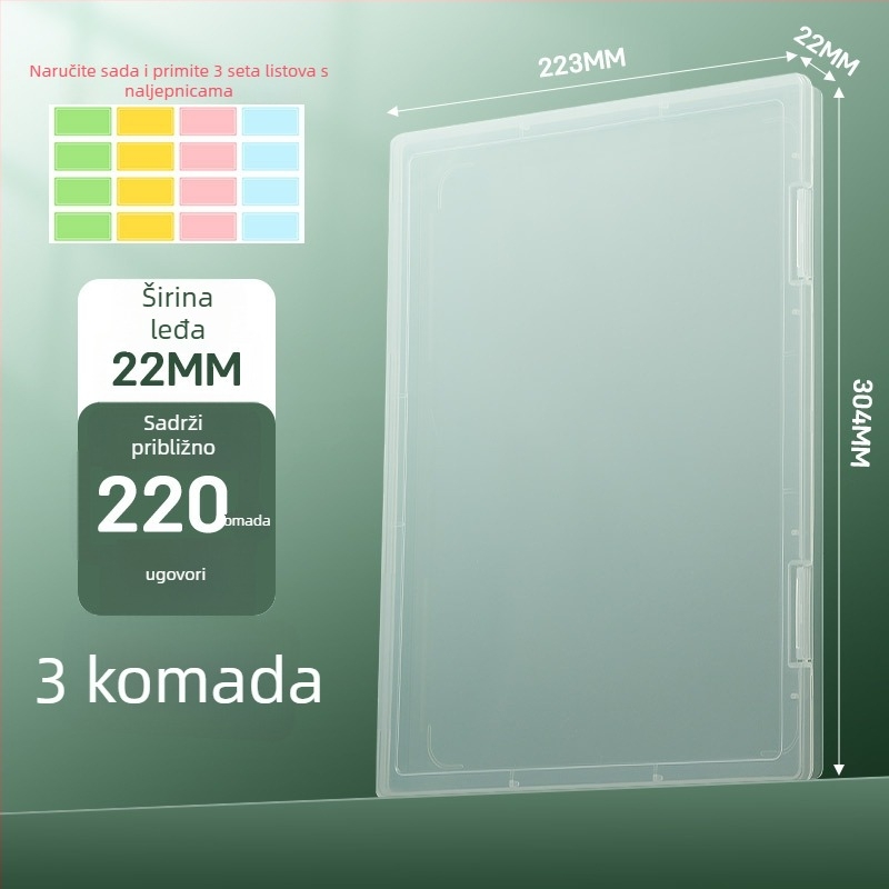 A4 prozirna kutija za dokumente, kutija za pohranu s velikim kapacitetom, za ispitne radove i učenikove knjige