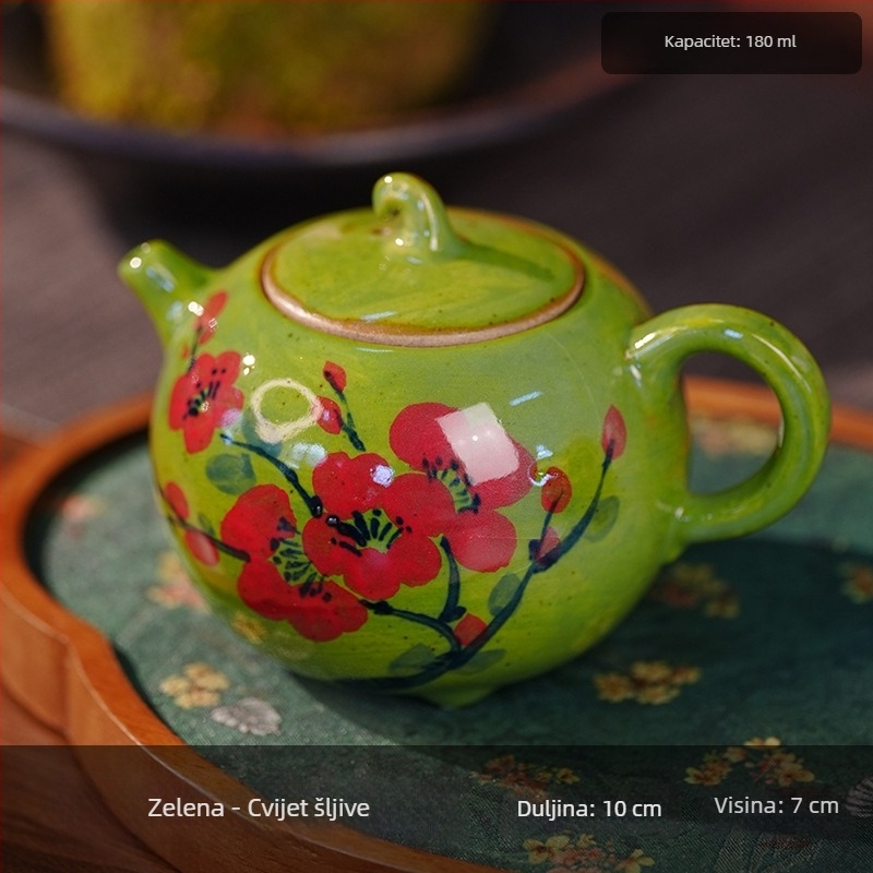 Čajnik s motivom Pufferfish i Watermelon, Kung Fu set čaja, jedan čajnik, bijeli porcelan, ručno oslikana uljna slika u keramici
