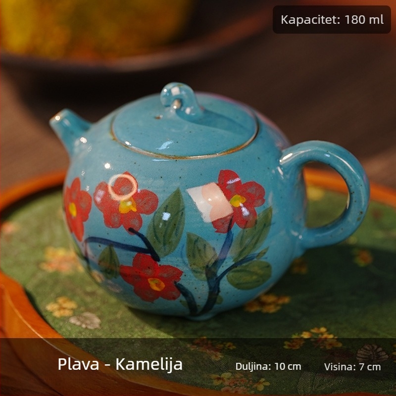 Čajnik s motivom Pufferfish i Watermelon, Kung Fu set čaja, jedan čajnik, bijeli porcelan, ručno oslikana uljna slika u keramici