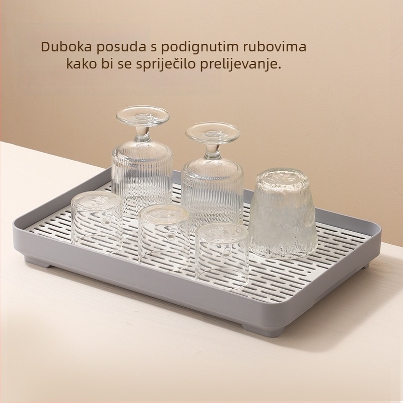Dvostruki plastični drenazni pladanj za kuhinju, držač šalica i pribora, organizator voća i povrća