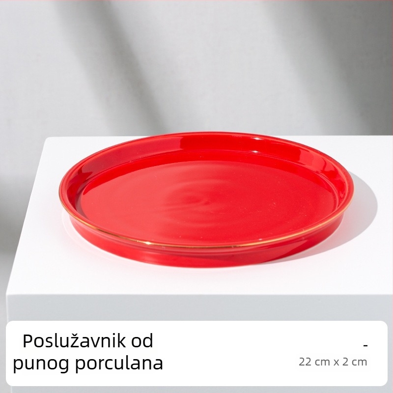 Keramički set za vino s izlijevačem, svadbene čaše za nazdraviti, visoke čaše, grijač vina i pladanj u kineskom stilu.
