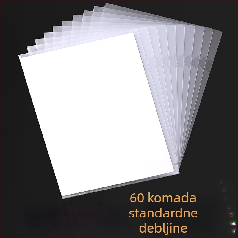A4 prozirna L-oblik mapa, dvostruki poklopac, debela izrada, džep za jedan list, organizator dokumenata