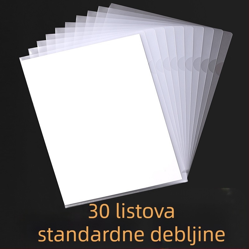 A4 prozirna L-oblik mapa, dvostruki poklopac, debela izrada, džep za jedan list, organizator dokumenata