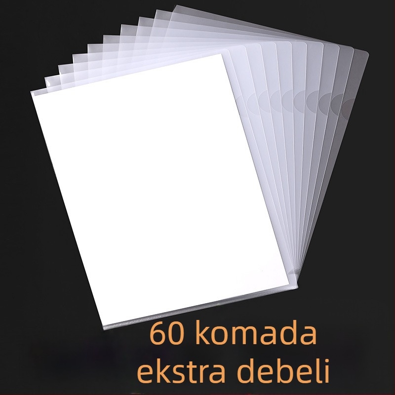 A4 prozirna L-oblik mapa, dvostruki poklopac, debela izrada, džep za jedan list, organizator dokumenata