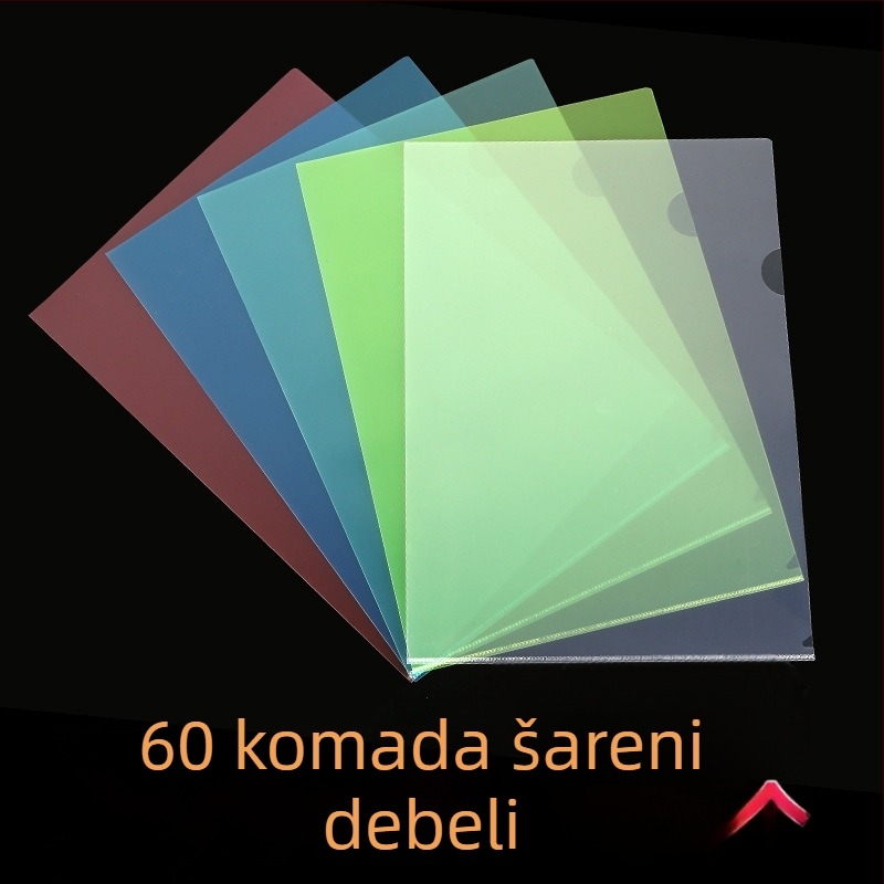 A4 prozirna L-oblik mapa, dvostruki poklopac, debela izrada, džep za jedan list, organizator dokumenata