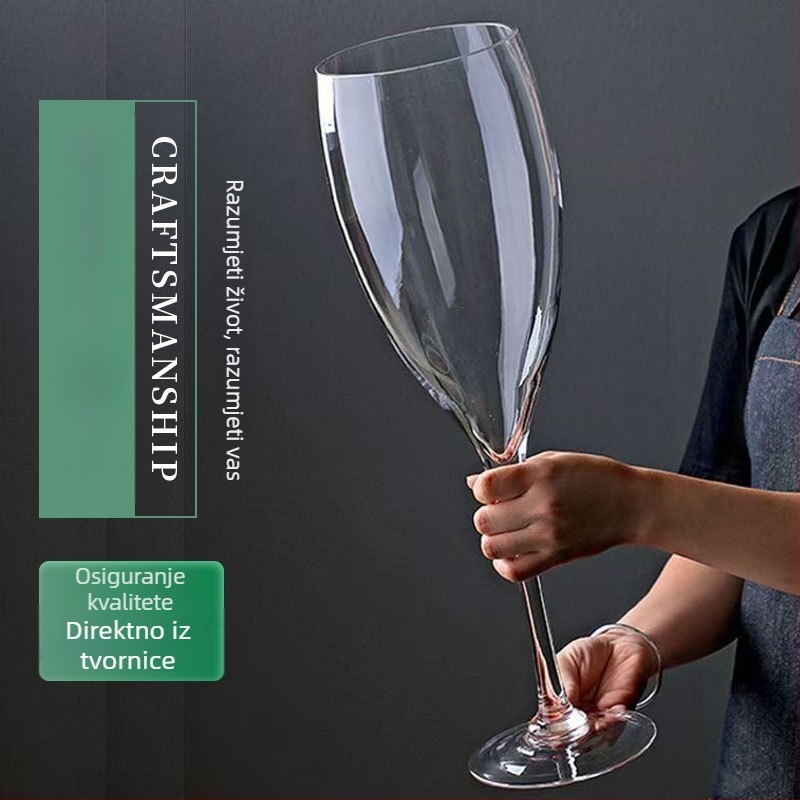 Ogromna svadbena čaša za toast – set od dvije visoke čaše za zaruke, čaj s perlama i crveno vino